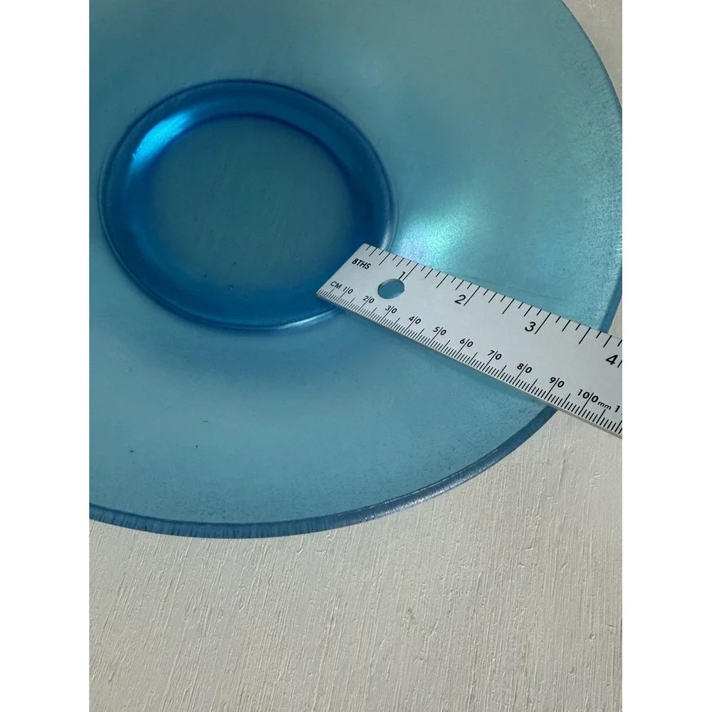 1920s NORTHWOOD Celeste Blue iridescence Stretch Glass Flared Bowl 9.75 inches